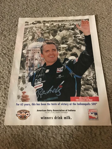 Vintage EDDIE CHEEVER JR. WINS 1998 INDIANAPOLIS 500 INDY MILK Poster Print Ad Cover