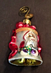 Adorno de vidrio Christopher Radko SANTA ON BELL Little Gems - Imagen 1 de 3