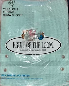 RARE Vtg Fruit Of The Loom Toddler’s Thermal Grow Sleep Green Size 1 Pajamas - Picture 1 of 12