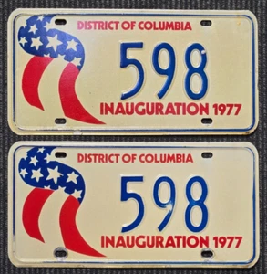 Vintage Rare District Of Columbia "Inauguration 1977" License Plate 598 2 Pieces - Picture 1 of 2