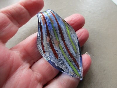 COLLAR LLAVERO COLGANTE HOJA VIDRIO ARTE RAYAS AZULES BRISTOL RETRO VINTAGE Foto 1 de 2