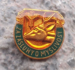 Vintage CSMS CMS Czech Hunting Association Bronze Award Deer Stag Pin Badge - Picture 1 of 2