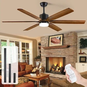 60 Inch Ceiling Fan with Light Large Outdoor 6 Solid Wood Dimmable 2502 - Picture 1 of 7