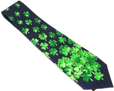 Gravata masculina St Patricks Day trevo irlandês férias verde azul - Imagem 1 de 2