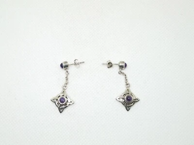 Peter Stone PSCL Sterling Silver 925 & Amethyst Celtic Quaternary Knot Earrings - Image 1 of 4
