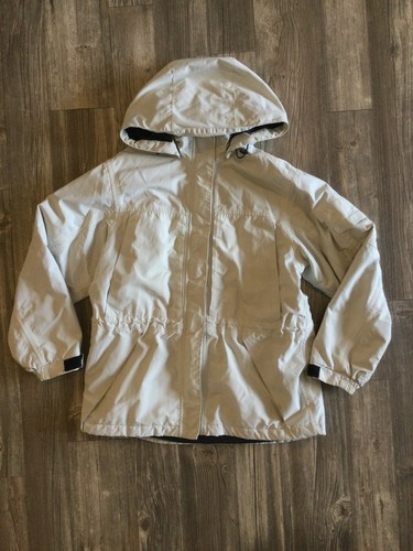 OFF WHITE Giacca Eddie Bauer Donna Small Beige Bianco Spinto Cappotto Bordo Sottile