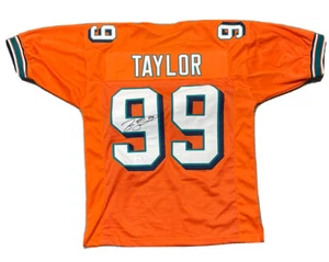 Jason Taylor #99 Miami Dolphins Autographed Orange Stitched Custom XL Jersey JSA - Picture 1 of 5