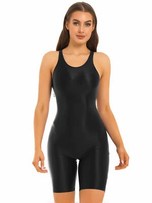 Freebily Damen ÖL Glanz Body Ärmellos Ringerrücken Badeanzug Sport Schwimmanzug - Bild 1 von 4
