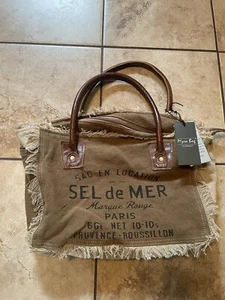 Myra Bags Canvas Hand Bag Sel De Mer Upcycled S-1046 Purse Tan New - Picture 1 of 2