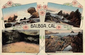 Postal Antigua BALBOA, CA Rocky Point Contrabandistas Cueva Newport Beach 1913 - Imagen 1 de 2