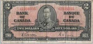 BILLETE CANADÁ 2 P59b 1937 serie aVF J/8 - Imagen 1 de 2
