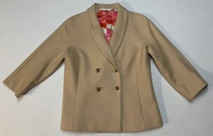 Liz Claiborne NY Wool Blend Lined Blazer Jacket Camel Gold Buttons Size 6 EUC - Picture 1 of 17