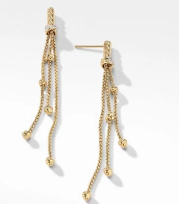 $2900 DAVID YURMAN 18K GOLD  HELENA CHAIN DROP  DIAMOND EARRINGS - Image 1 of 2