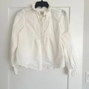 La Vie Rebecca Taylor Rüschenbluse - Größe S - weiß Baumwolle Ösen - Bild 1 von 6