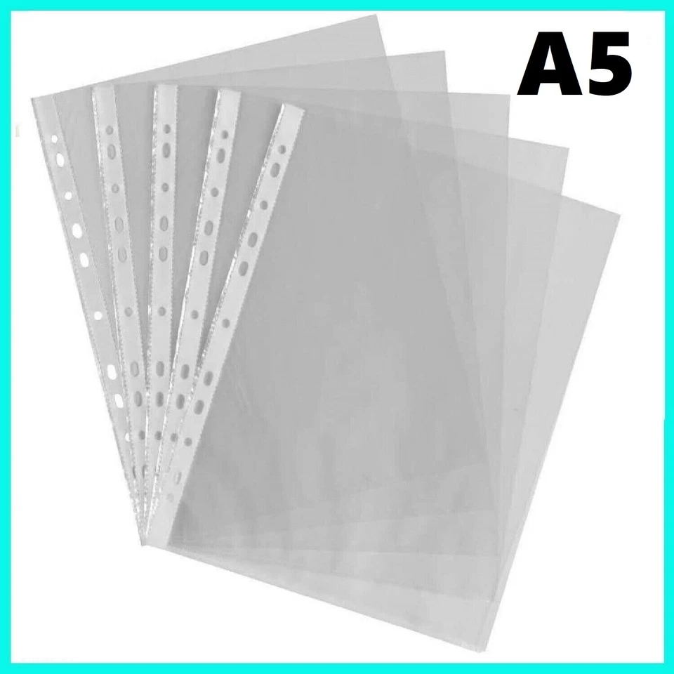 50 x BUSTE PLASTIFICATE A5 PER RACCOGLITORE AD ANELLI TRASPARENTI IN PLASTICA - Immagine 1 di 1