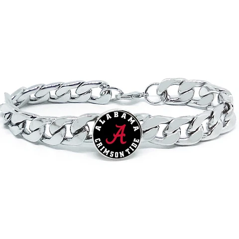 Black Alabama Crimson Tide Mens 8" Link Chain Bracelet Jewelry Gift D4 Cover