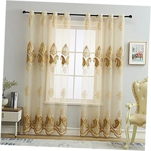 Luxury Embroidered Sheer Curtains for Living Room Coffee Tulle Curtains for - Picture 1 of 7