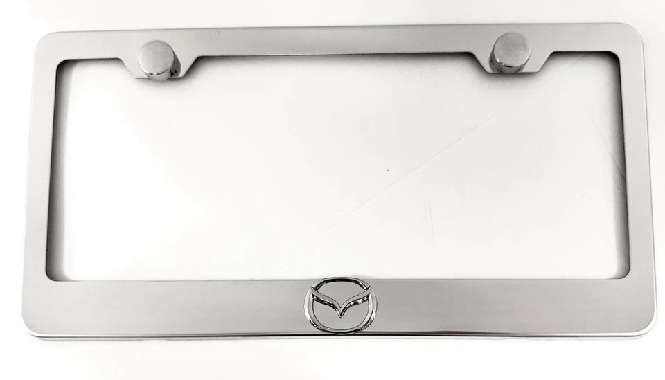 Marco de matrícula de acero inoxidable emblema Mazda 3D libre de óxido con tapas Foto 1 de 4