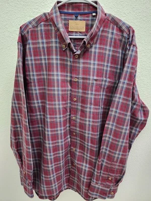 Camisa de hombre King Ranch manga larga con botones a cuadros con bolsillo talla 3XL 100 % algodón Foto 1 de 4