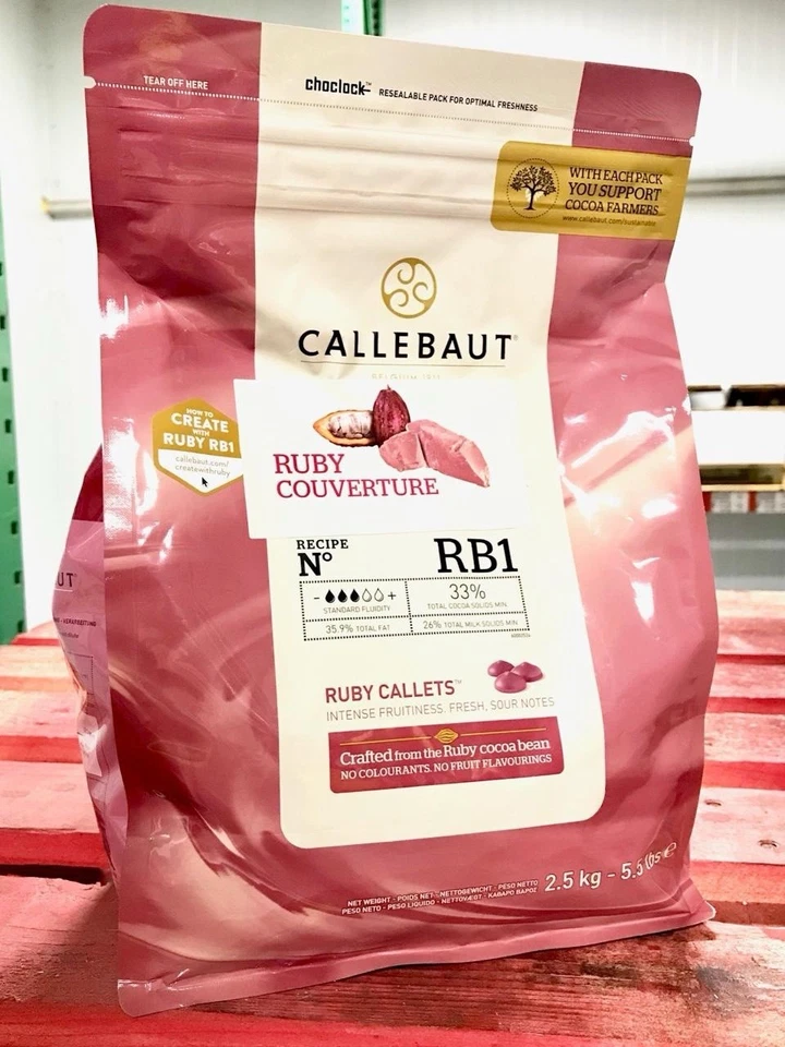 Callebaut Ruby Couverture Chocolate Chips 33% Cacao, 5.5 Lb Bag - Image 1 of 1