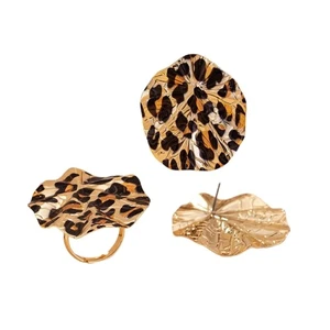 Elegant Leopard Inspire Jewelry Set With Earrings and Rings Decoration - Picture 1 of 8