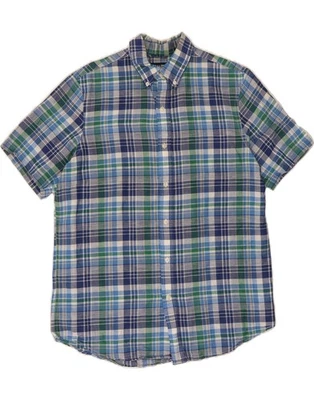 CHAPS Mens Short Sleeve Shirt Medium Blue Check Linen DD91 - Image 1 of 3