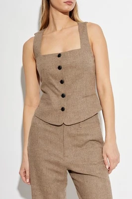 NEW Rag & Bone Mariana Camel Glen Plaid Stretch Wool Vest Sz 6 NWT $298 - Image 1 of 4