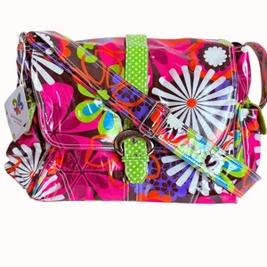 Kalencom MOD Diaper Bag Tote Vinyl Laminated Floral Retro Hippie Inspired Gift - Picture 1 of 22