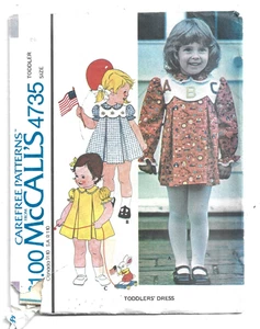 McCall's 4735 Toddler's Dress Size 2 Vintage 1975 Sewing Pattern - Picture 1 of 1