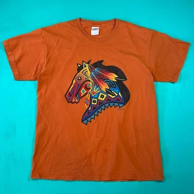 Camiseta gráfica caballo estilo suroeste vintage de los años 2000 camiseta gráfica caballo naranja Foto 1 de 4