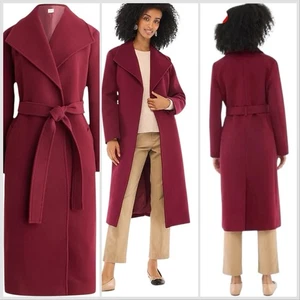 Abrigo J Crew Mujer Talla Grande 22 Borgoña Mezcla Lana Cinturón Envoltura Minimalista Nuevo con Etiquetas - Imagen 1 de 9