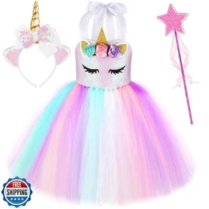GIFTINBOX Girls Unicorn Princess Dress Unicorn Costume for Girls 3-8Y Hallowe - Picture 1 of 5