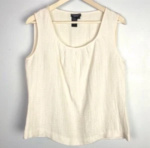 Doncaster Collection Women’s Size 12 Silk Blend Ivory Sleeveless Textured Blouse - Picture 1 of 7