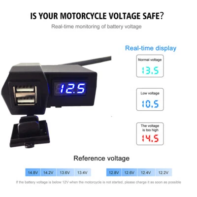 USB Charger LED Voltmeter for Suzuki GSX250R GSXR1000 GSXR1000R GSXR1000Z - Imagem 1 de 4