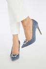 ShoeDazzle Gisselle Embellished Pump, Chambray, 4 inch, style# PP2355847, sz 7.5