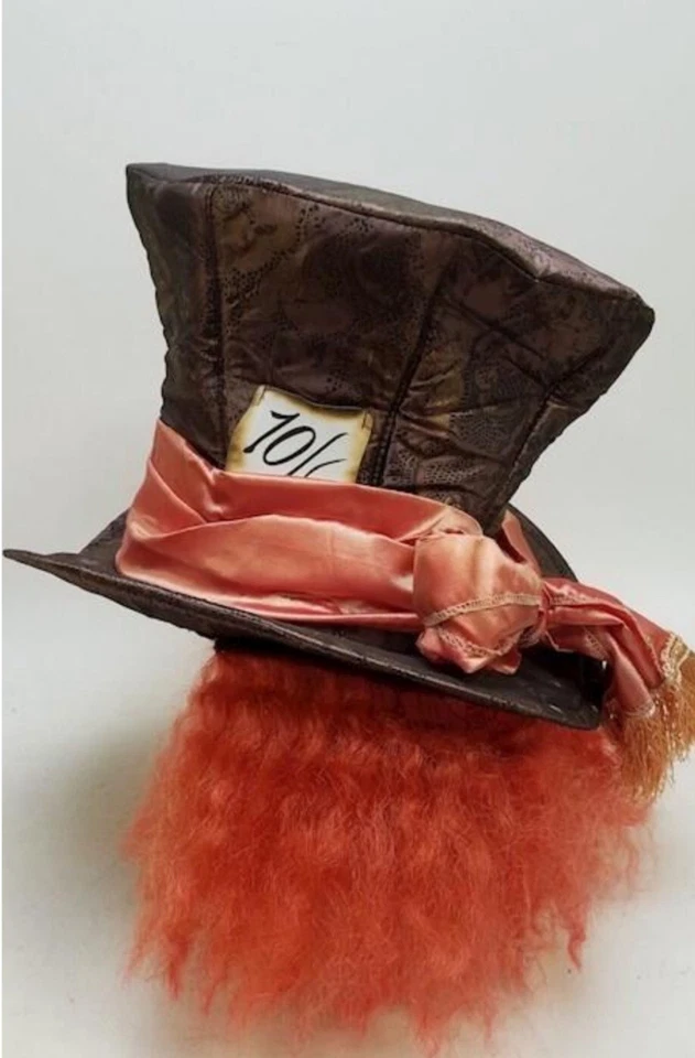 Disney MAD HATTER Sombrero Brocado Satinado CON PELO Alfileres Tamaño Adulto Ajustable Foto 1 de 4