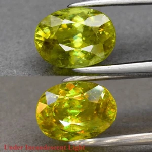 1.52ct 8x6mm Oval Natural Yellowish Green Sphene Gemstone, Super Sparkles - Imagen 1 de 6