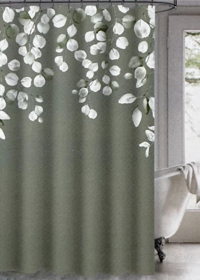 Restore Home Serene & Stylish Green Fabric Shower Curtain 72" x 72" NIP - Image 1 of 4