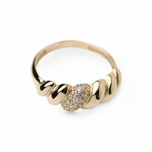 Croissant Ring/Croissant Dome Ring/Gold Croissant Ring/Chunky Ring, CZ Ring - Picture 1 of 12