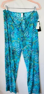 NEW LRL RALPH LAUREN BLUE PAISLEY MESH SWIM COVER-UP BEACH PANTS TIE WAIST*XL - Picture 1 of 4