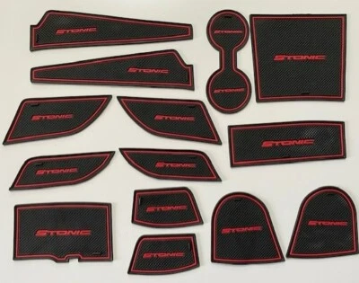 KIA STONIC (2018-2023)  INTERIOR DASHBOARD MAT GATE PAD TRIM SET RED ONLY - Image 1 of 4