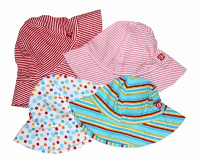 NUEVO Sombrero para el sol Zutano bebé niño playa rojo rosa azul rayas manchas 6 12 18 24 nuevo con etiquetas Foto 1 de 4
