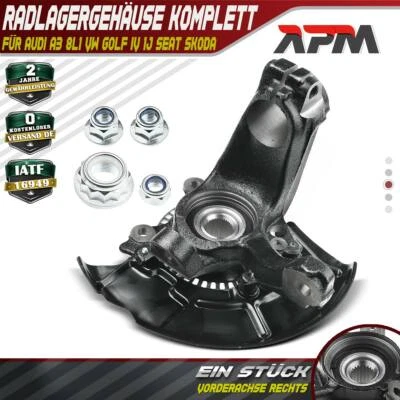 Carcasa de cojinete de rueda completa delantera derecha para Audi A3 8L1 VW Golf IV 1J - Imagen 1 de 4