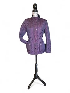 Coach Diamond Quilted Cinch Waist Deep Purple High Neck Puffer Coat Size Small - Picture 1 of 17