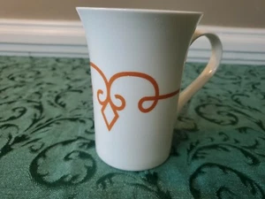 STARBUCKS 2014 11oz White Ceramic Coffee Tea Mug Rust Scroll GUC - Picture 1 of 7