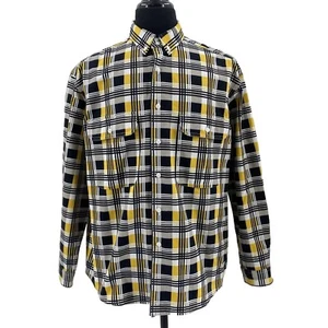 LEVIS Skate Maglia Manica Lunga Tessuto Plaid Giallo Uomo Media Bottone - Foto 1 di 11