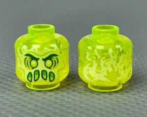 LEGO Minifigure Alien Ghost Head Trans Neon Green Frown Slime Mouth (1) - Picture 1 of 3