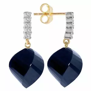 30.65 Carat 14K Solid Yellow Gold Gemstone Earrings Diamond Sapphire - Picture 1 of 3