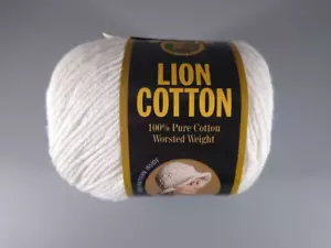 Lion Brand - Lion Cotton Yarn - 5oz - 100% Cotton Yarn - White #100 - Picture 1 of 3