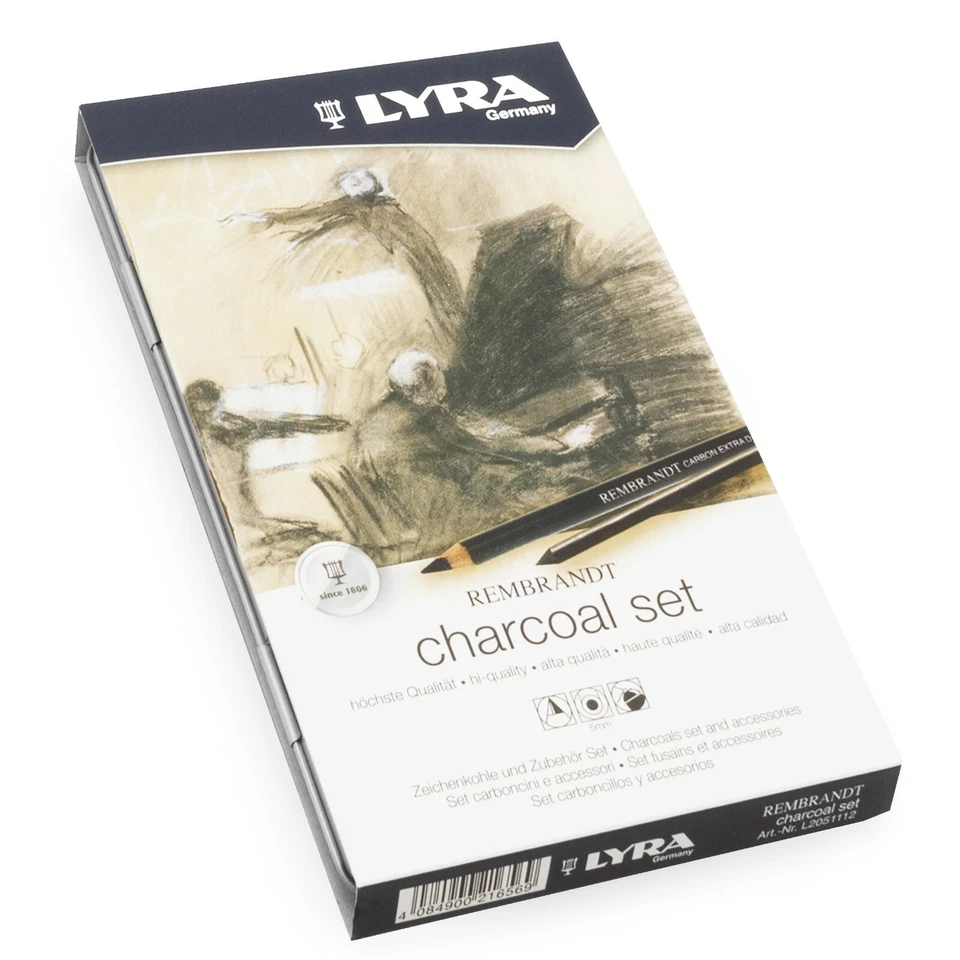 Lyra Rembrandt Charcoal Sketching Set - Metal Gift Tin of 12 - 2051112 - Image 1 of 3